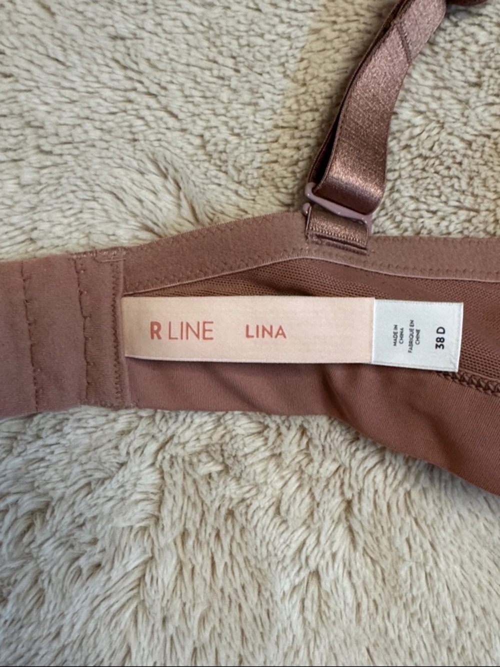 Dusty Rose Lace-Trim Wireless Bra 38D Like New - Picture 7 of 7